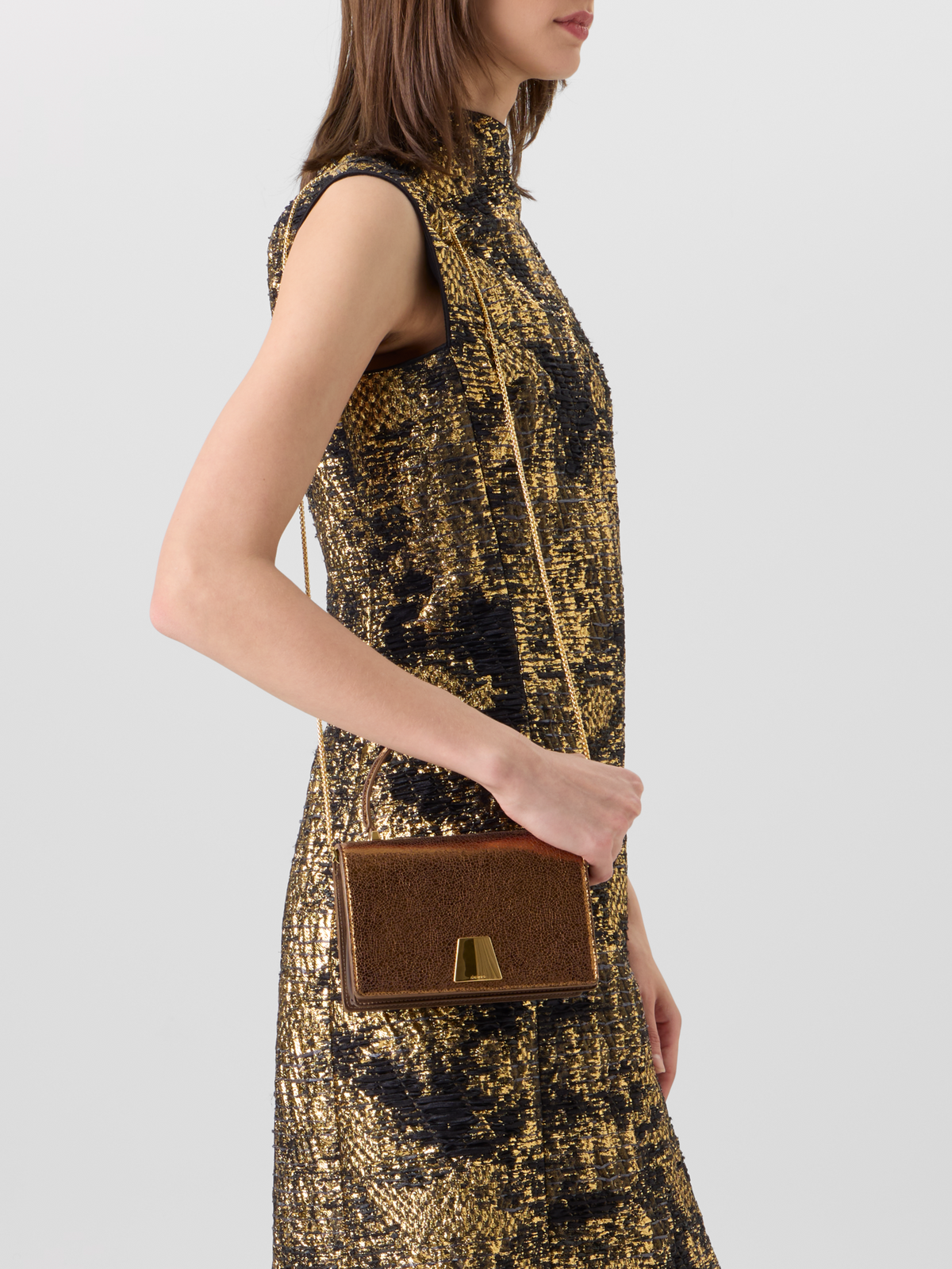Designer Alice Mini Henkeltasche aus Metallic-Ziegenleder - Gold 