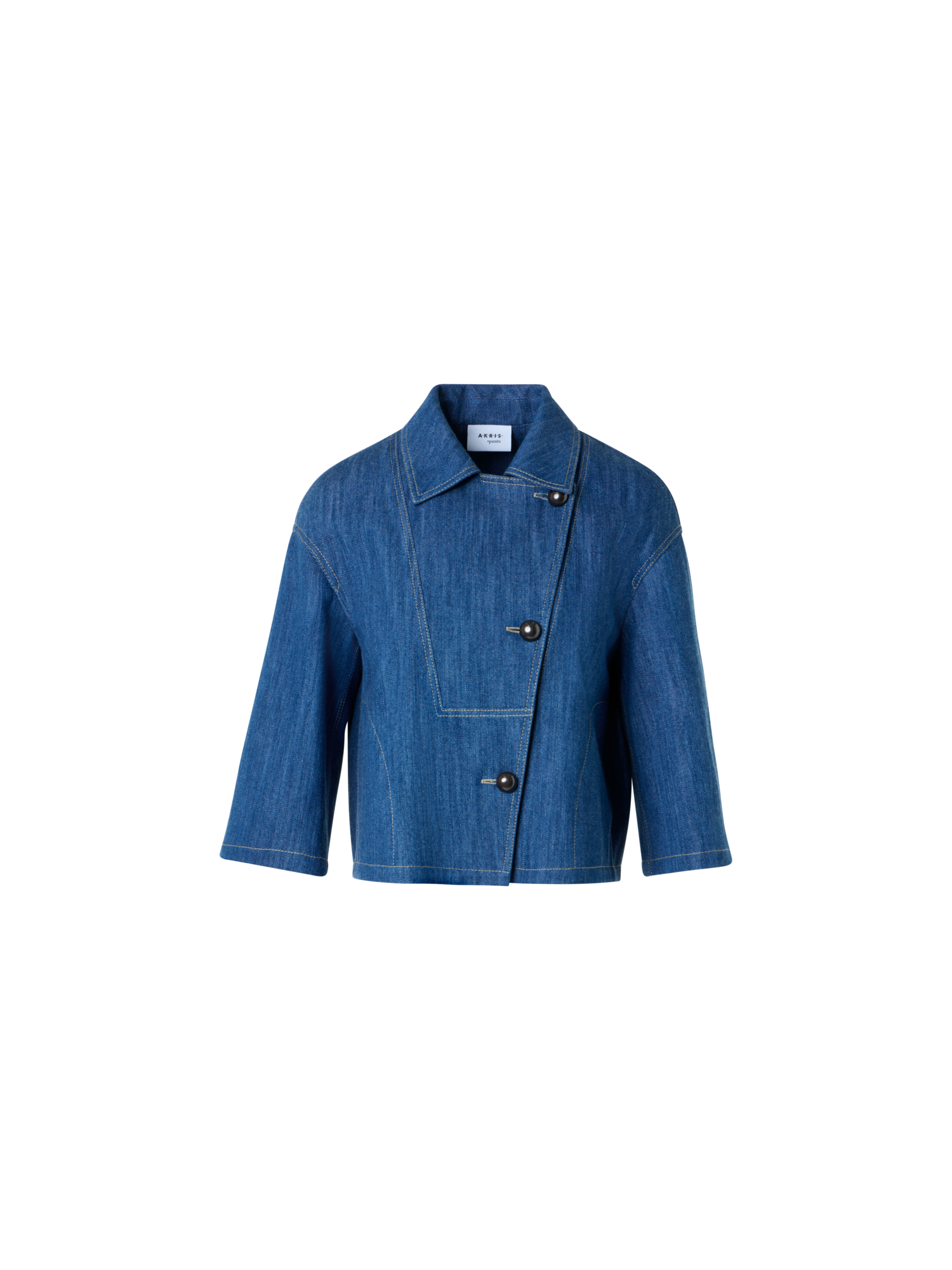 Designer Asymmetrische kastige Cropped-Denim-Jacke - Blau