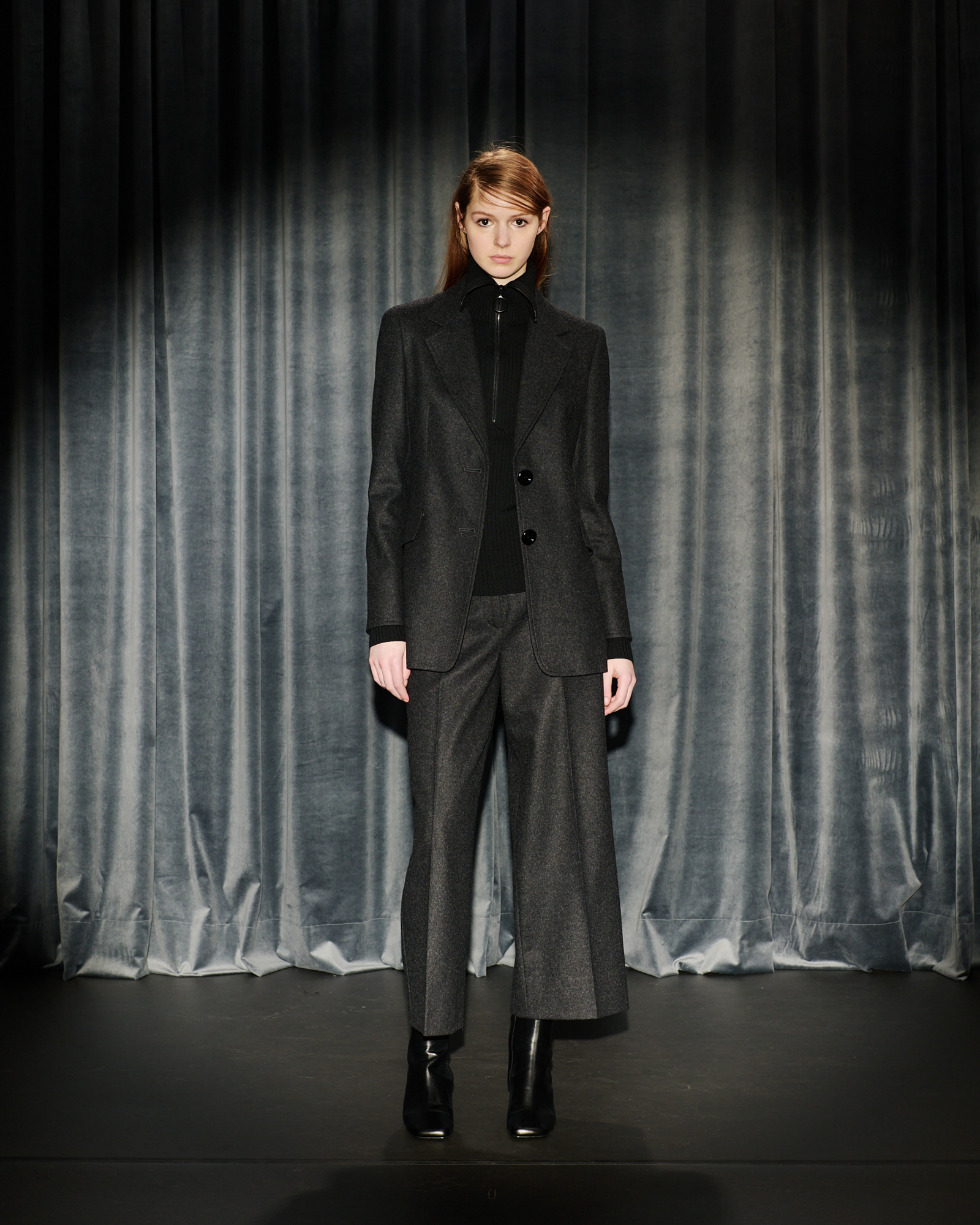 Designer Winterlicher Wollflanell Blazer - Grau