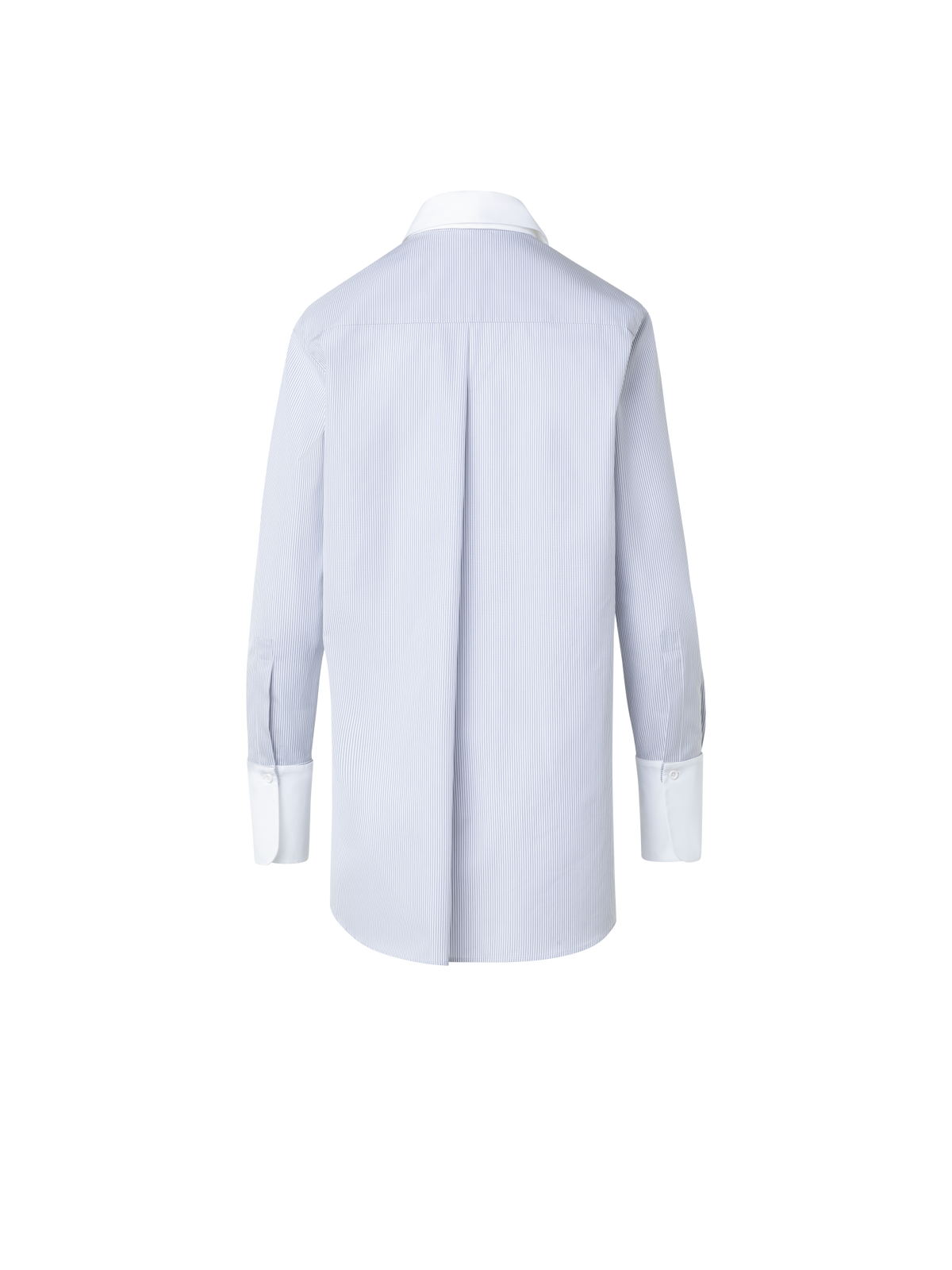 Designer Bluse mit abnehmbarem Kragen & Manschetten - Blau - Bunt