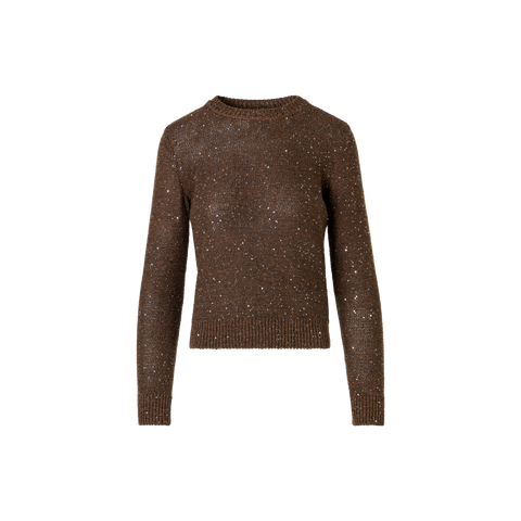 Strickpullover aus Leinen-Baumwolle mit Mikropailletten