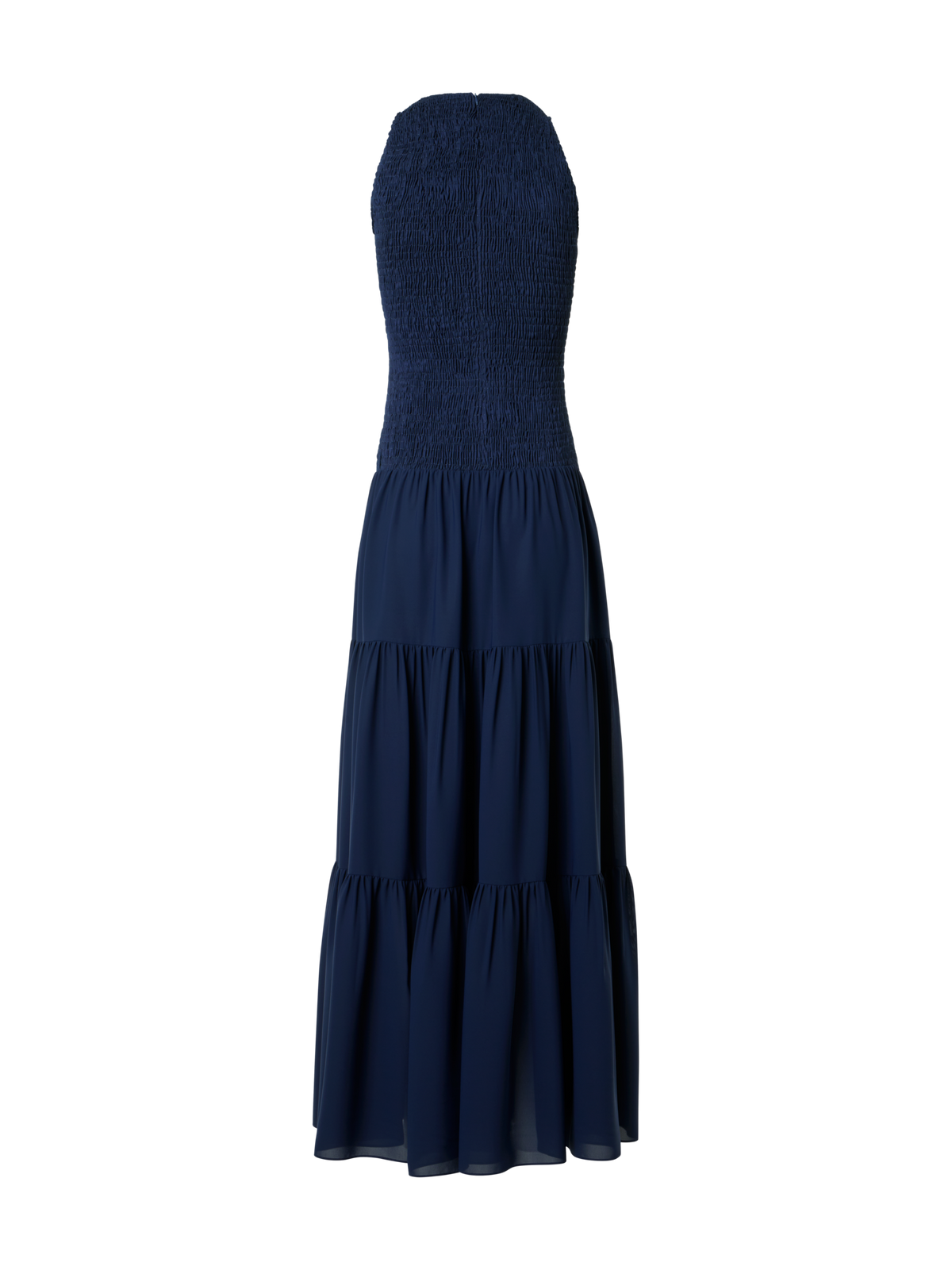 Designer Tailliertes gesmoktes Midikleid in A-Linie aus Georgette - Dunkelblau - Blau