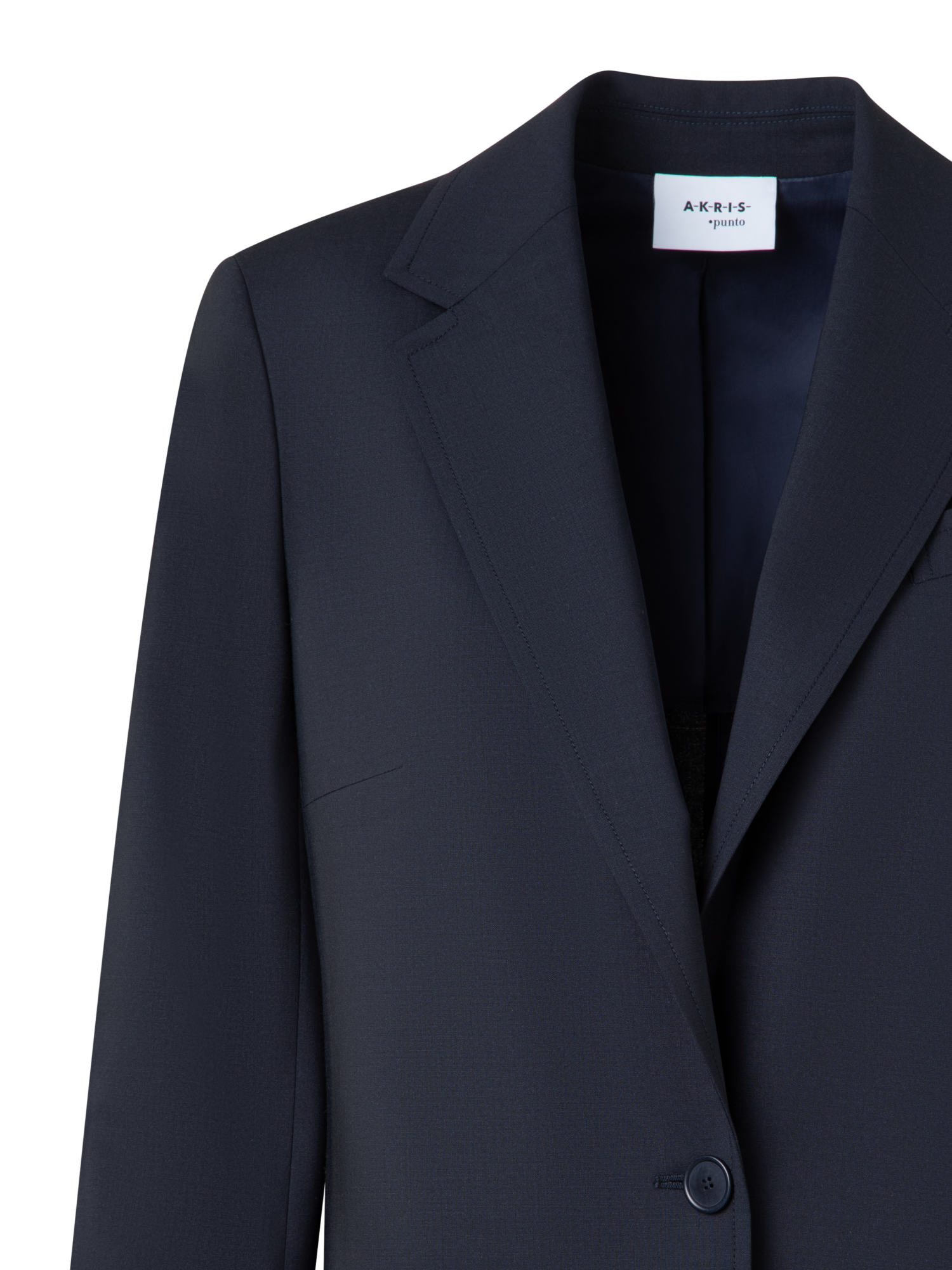 Designer Lange Boyfriend-Jacke aus Cool Wool - Dunkelblau - Blau