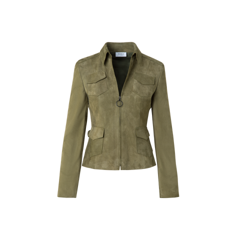 Fitted Suede Utility Jacket