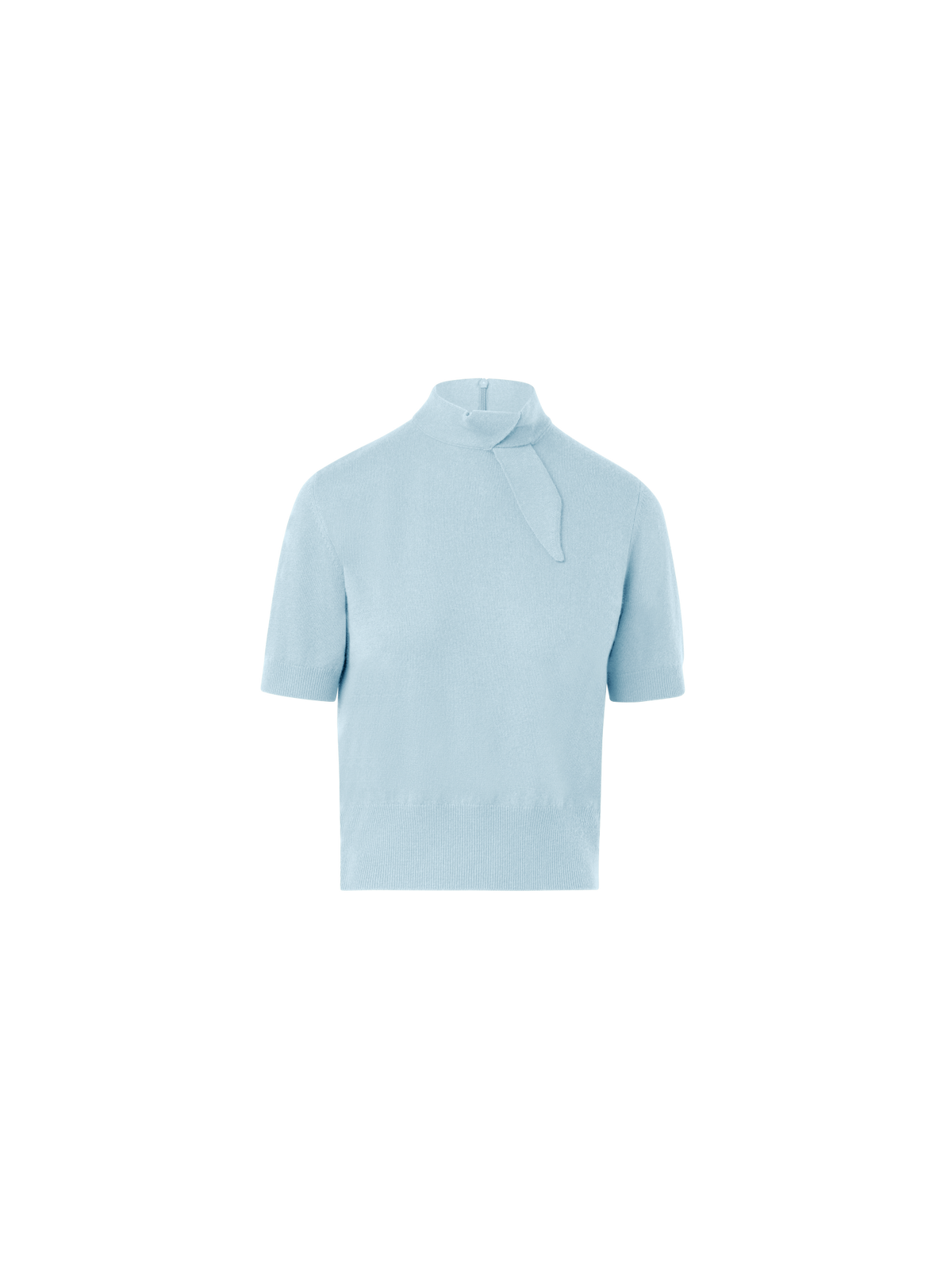 Designer Kurzärmeliger Kaschmirpullover mit Knotendetail - Blau