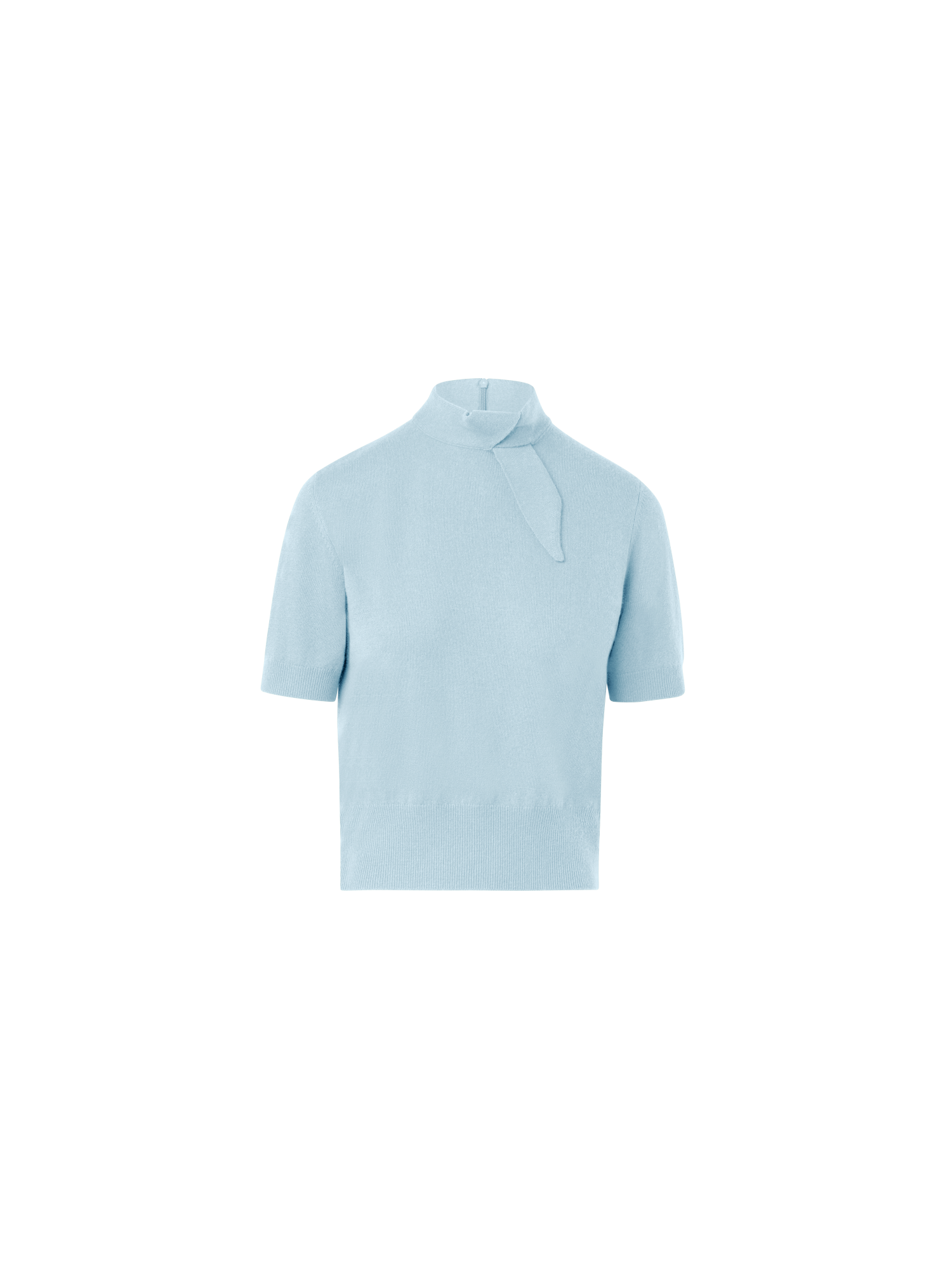 Designer Kurzärmeliger Kaschmirpullover mit Knotendetail - Blau
