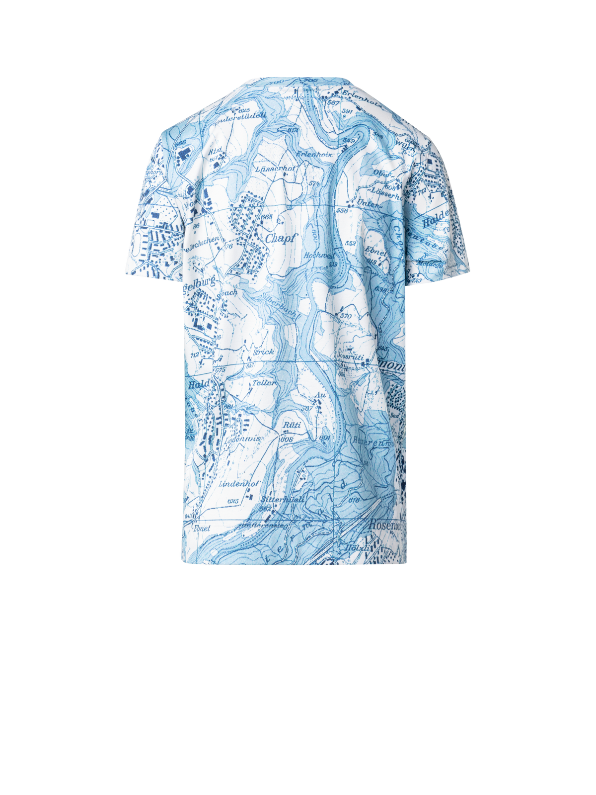 Designer Baumwoll-T-Shirt mit St. Gallen Map Druck - Blau - Bunt