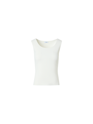 Designer Tailliertes Tanktop aus Viskosemischung-Strick - Weiss
