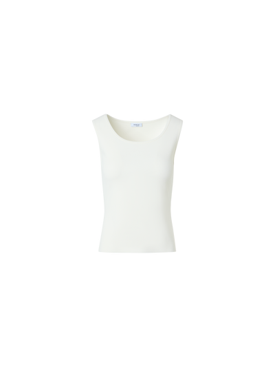 Designer Tailliertes Tanktop aus Viskosemischung-Strick - Weiss