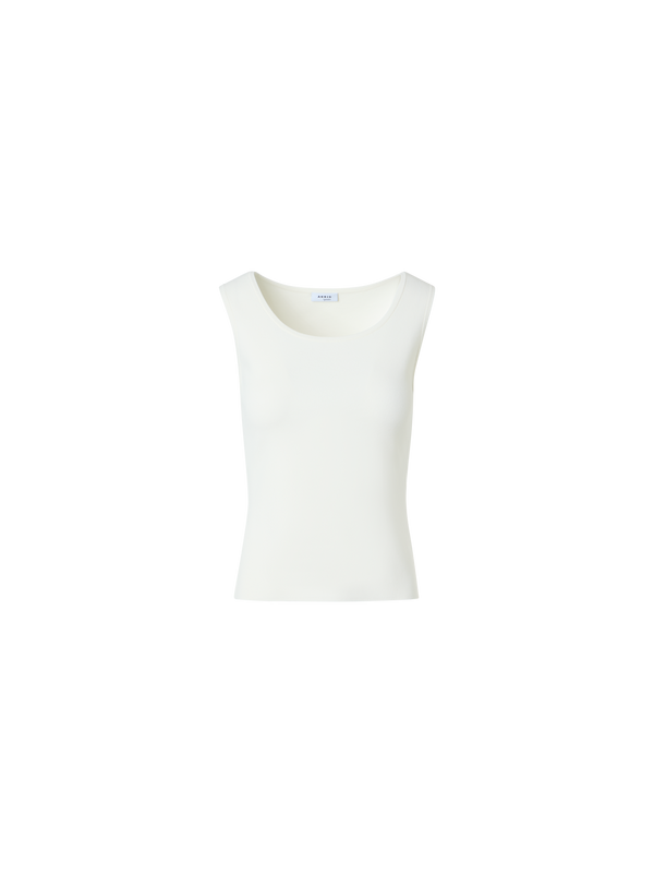 Designer Tailliertes Tanktop aus Viskosemischung-Strick - Weiss