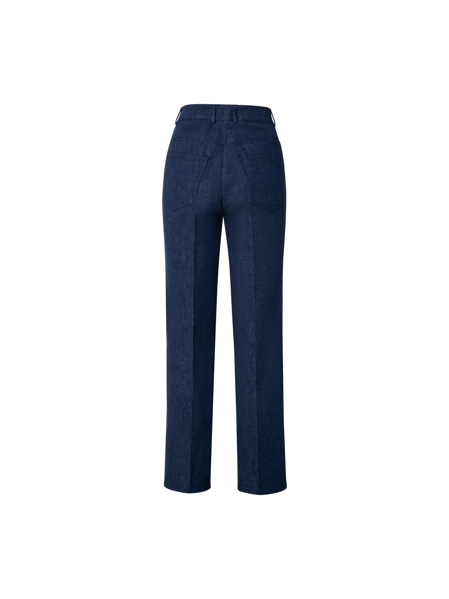 Designer Cropped Gerade Hose aus Baumwoll-Denim-Stretch - Blau