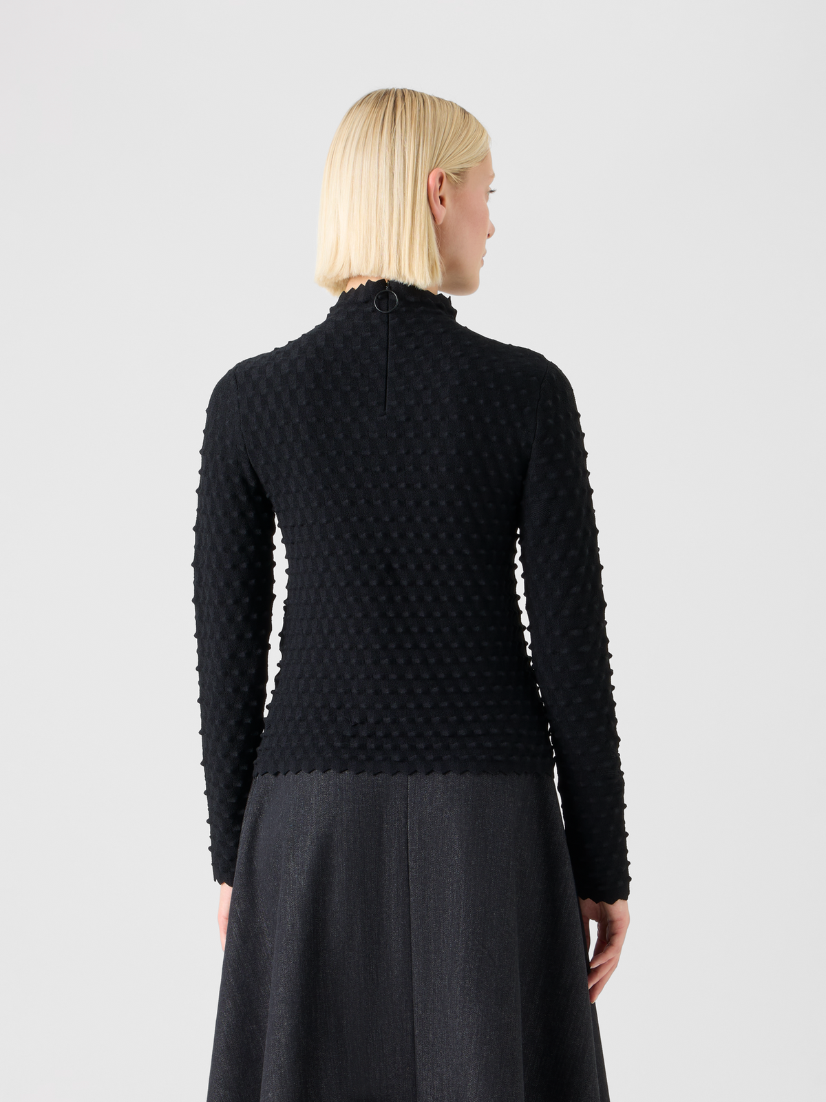 Designer 3D-strukturierter Viskose-Strickpullover - Schwarz #editorial
