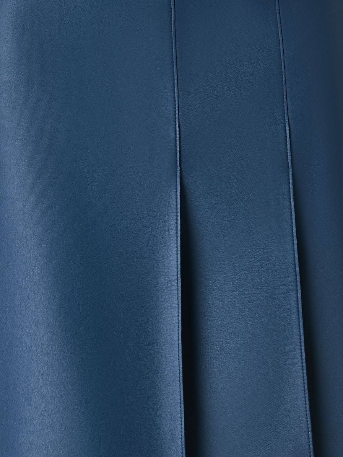 Designer Halbplissierter Leder Minirock - Dunkelblau - Blau