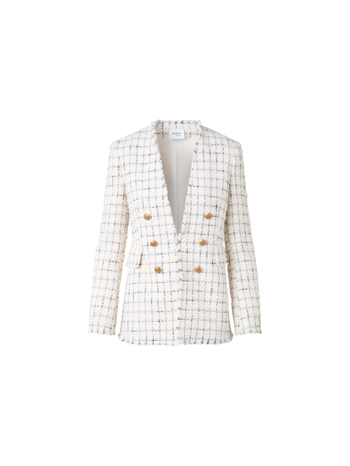 Designer Langer Blazer in Chunky Tweed - Ecru - Weiss