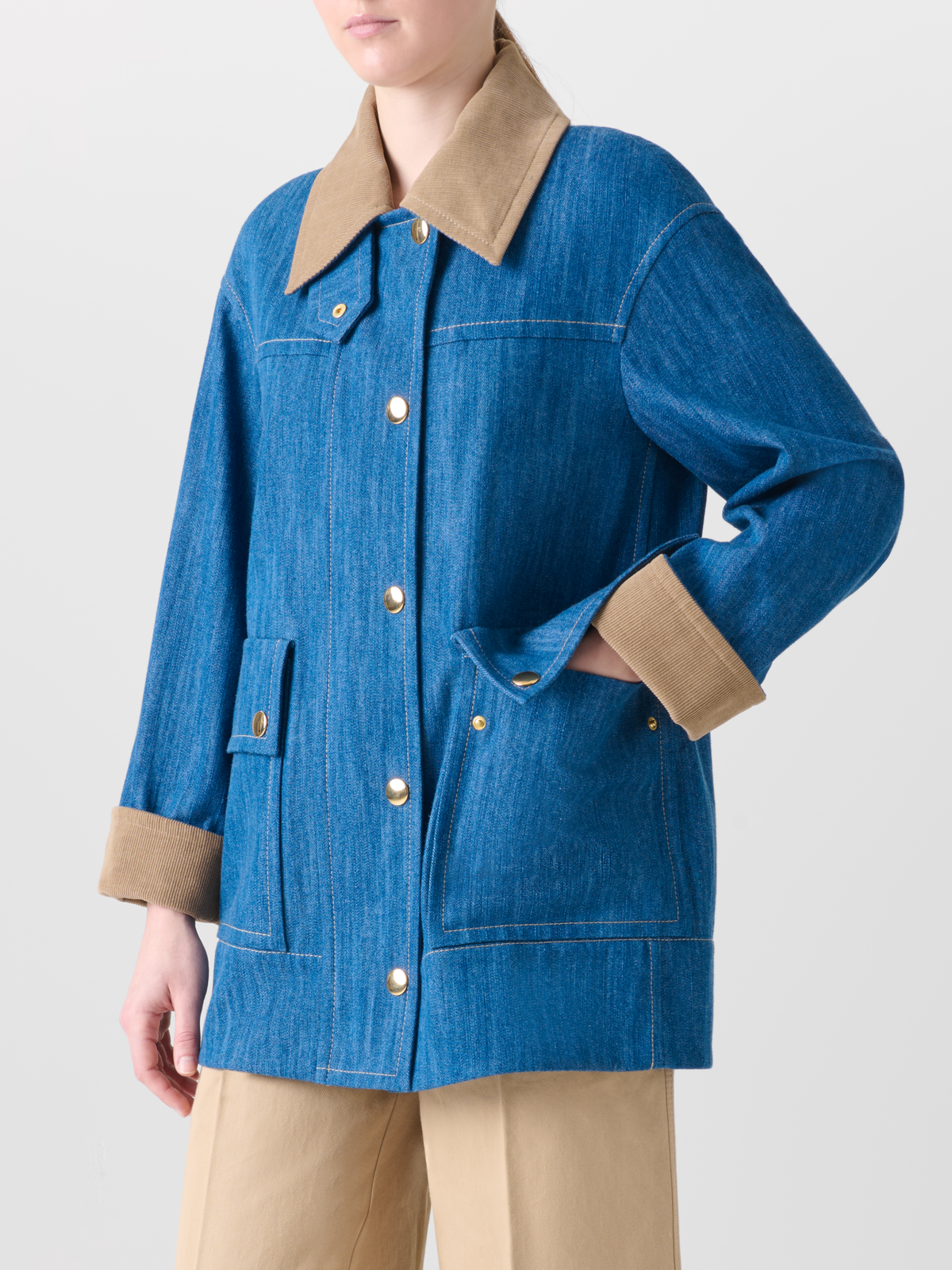 Designer Oversize Parka aus Baumwoll-Denim - Blau - Bunt #editorial