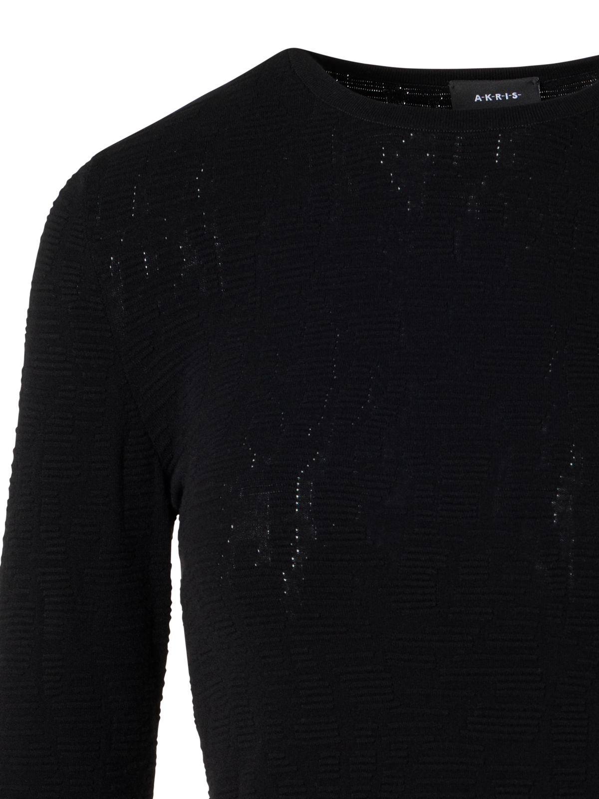 Designer Langärmeliger Strickpullover aus tonalem Dance Movement Jacquard - Schwarz