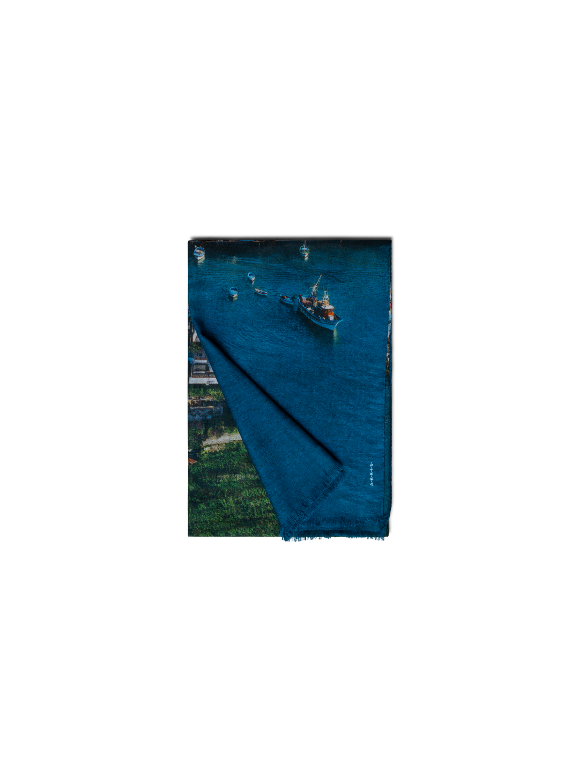 Designer Kaschmirseidenschal mit Marina Grande Druck - Blau - Bunt