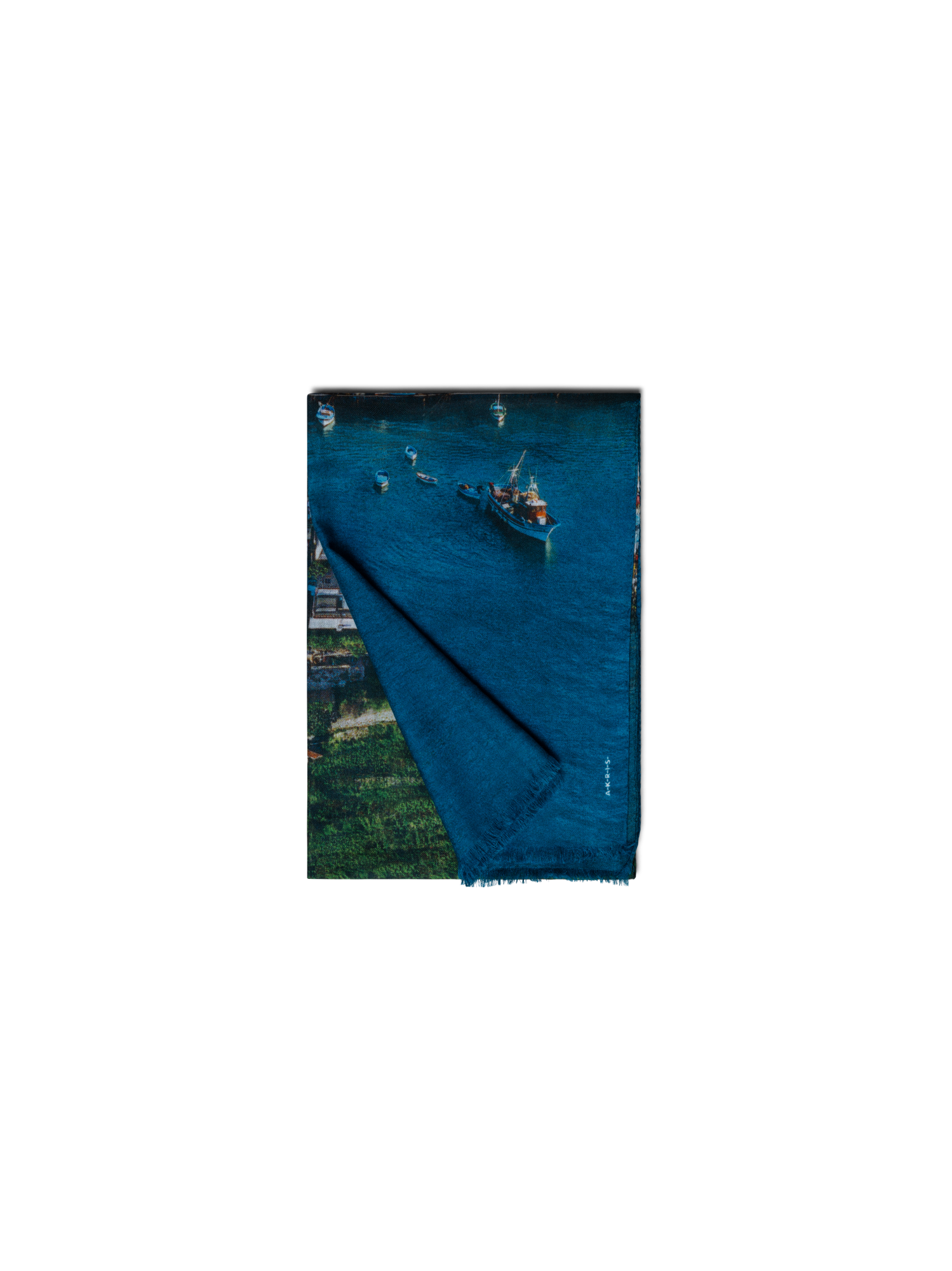 Designer Kaschmirseidenschal mit Marina Grande Druck - Blau - Bunt