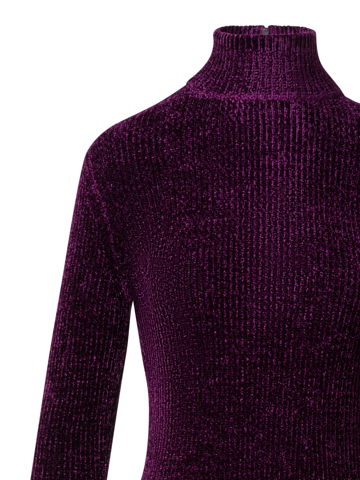 Designer Chenille-Ripp-Schlauchkleid mit langen Ärmeln - Violett