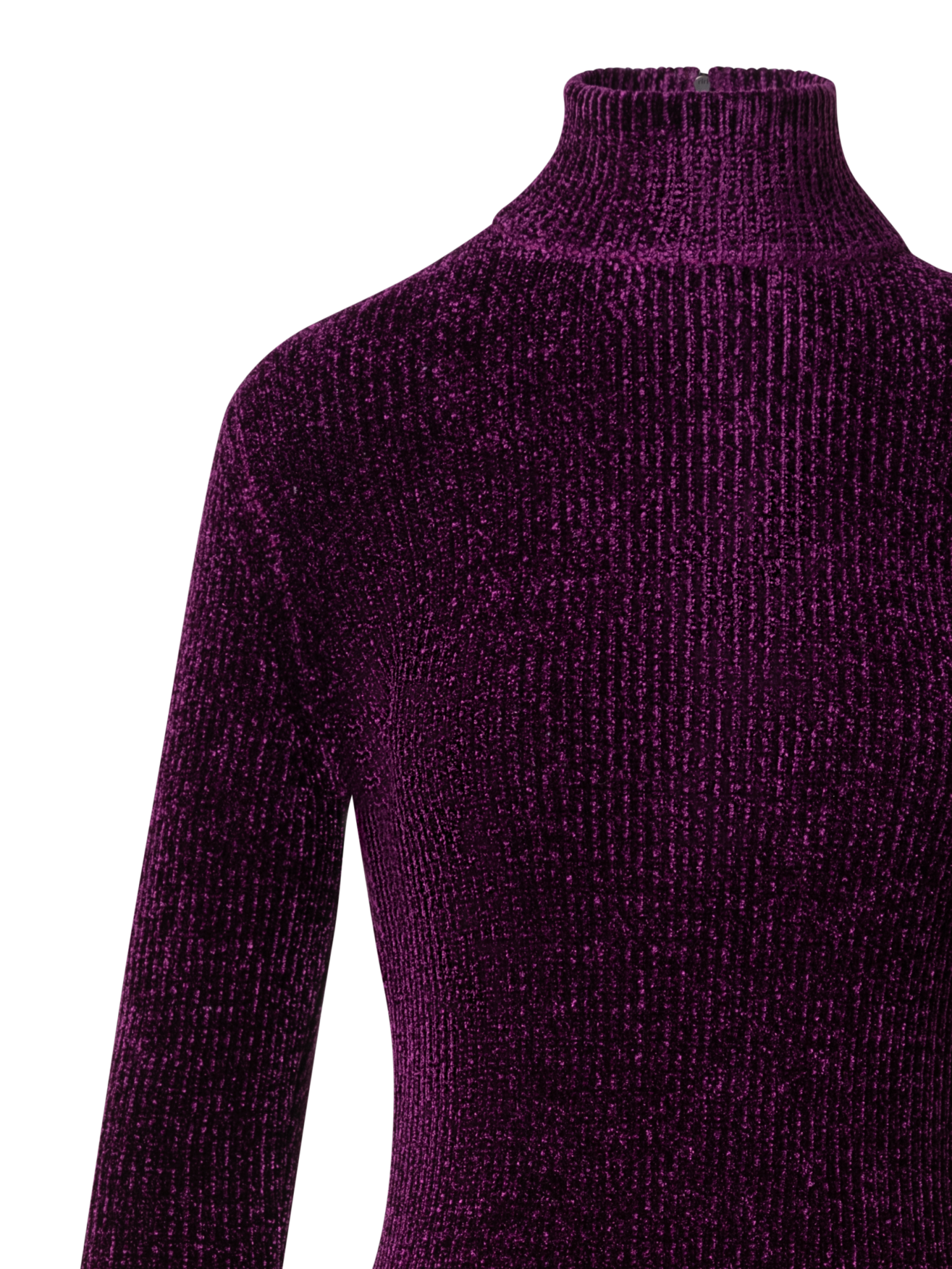 Designer Chenille-Ripp-Schlauchkleid mit langen Ärmeln - Violett