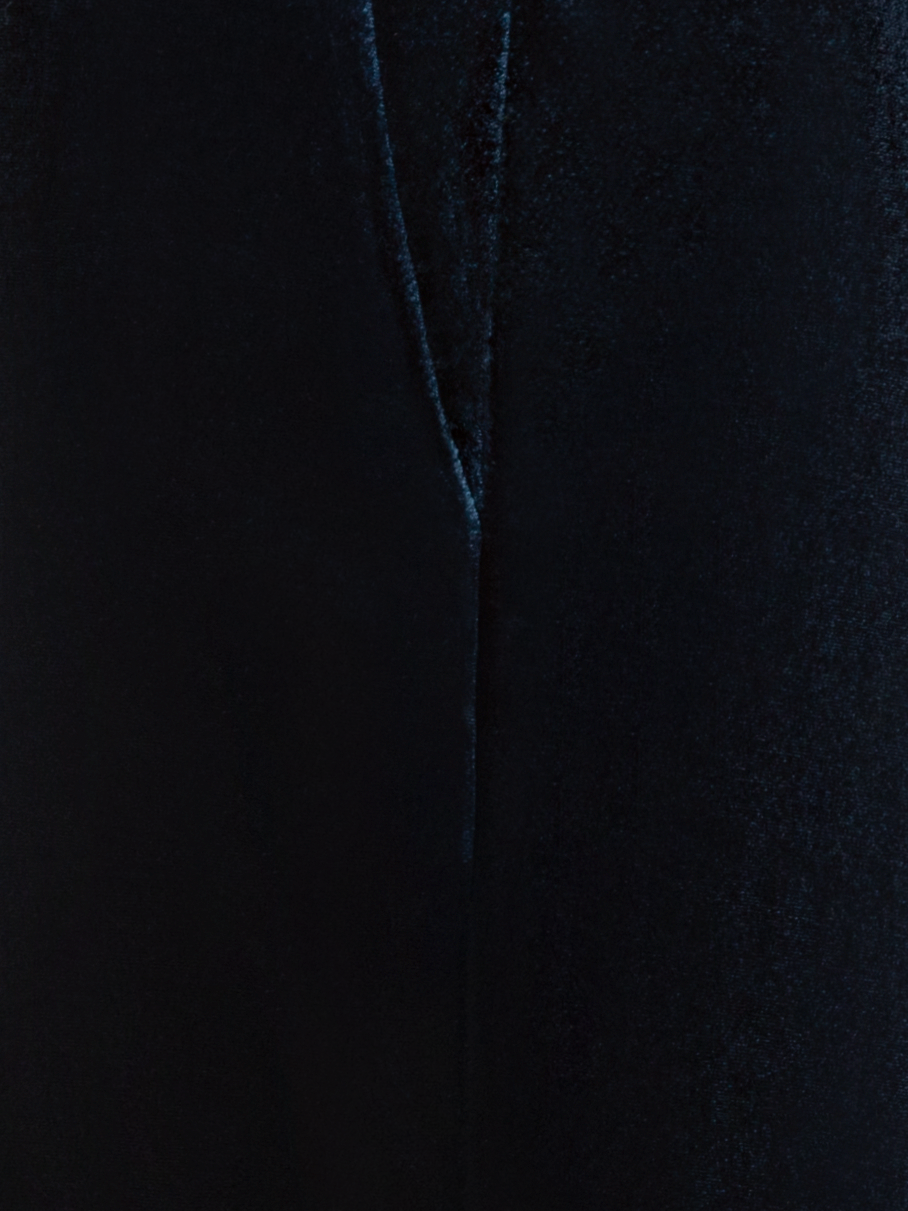 Designer Gerade Stretch Techno Samt Hose - Dunkelblau - Blau