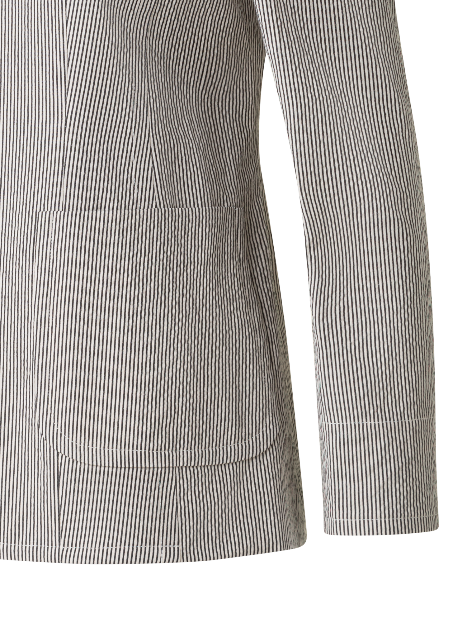 Designer Einreihiger Blazer aus Baumwoll-Seersucker - Bunt - Ecru - Weiss