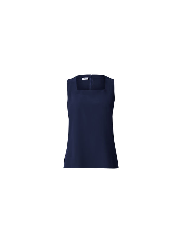 Designer Bluse aus Crêpe de Chine - Dunkelblau - Blau