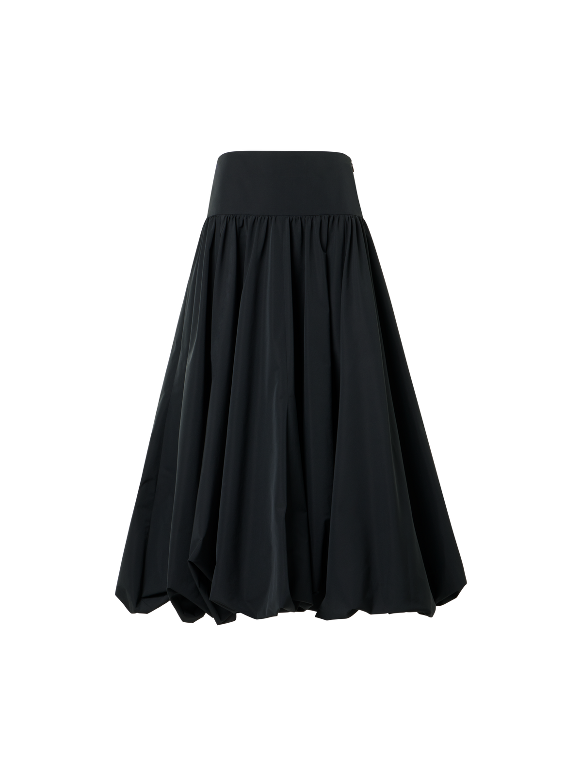 Designer Volant-Midirock aus Taft - Schwarz