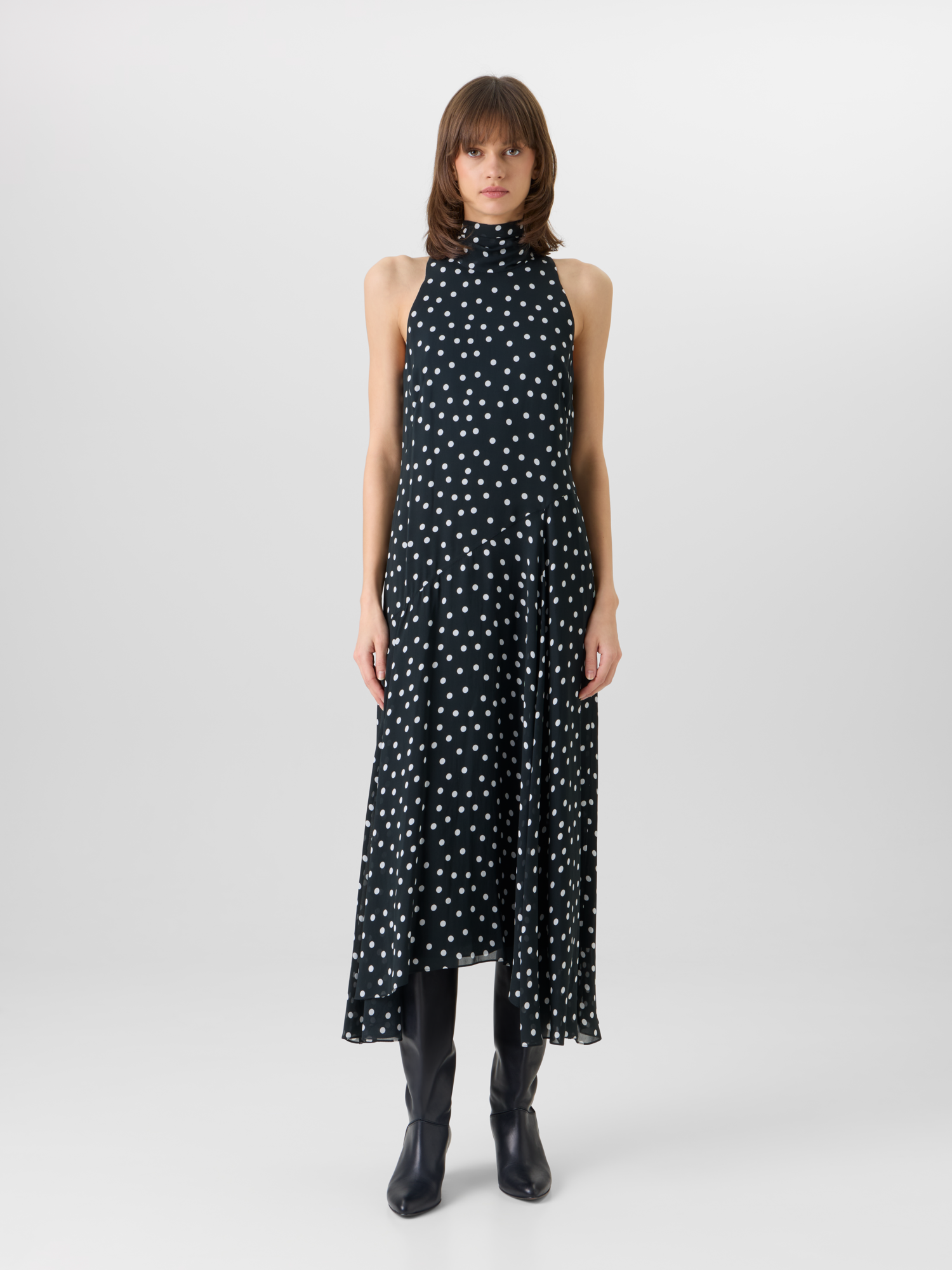 Designer Ärmelloses Midikleid aus Viskose-Georgette - Bunt 
