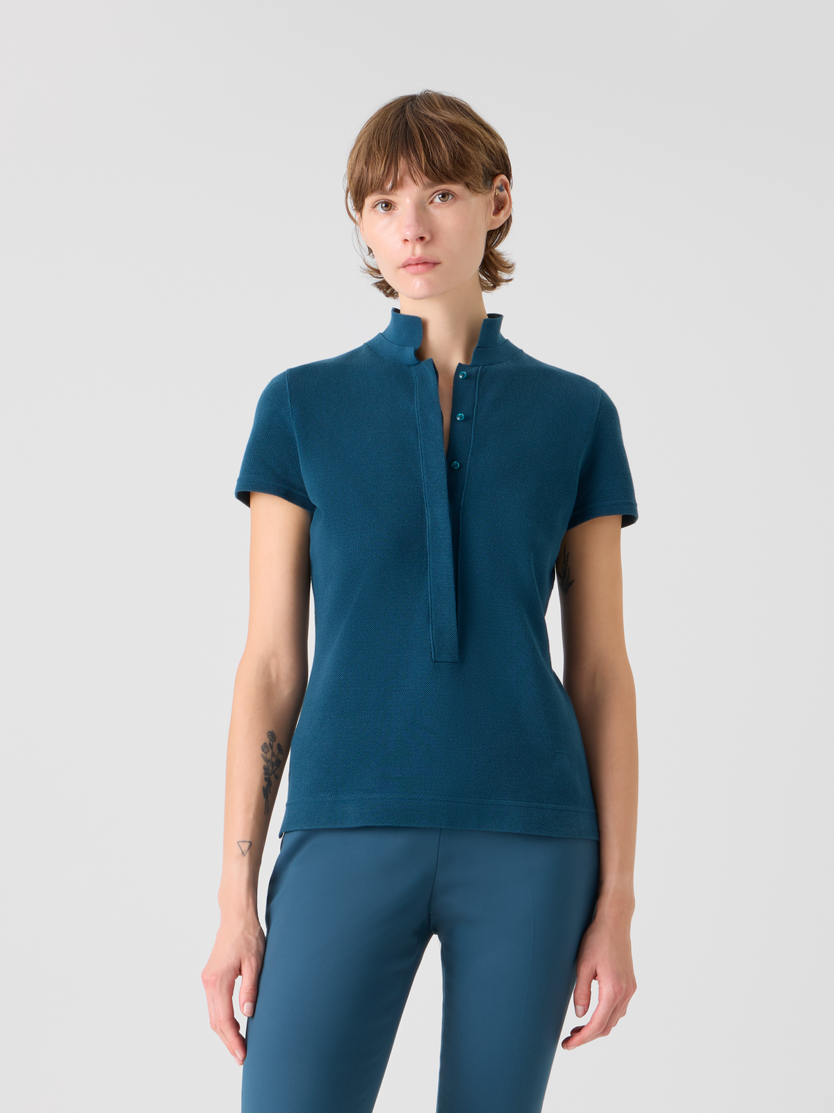 Designer Tailliertes Poloshirt aus Baumwoll-Piqué - Grün #editorial