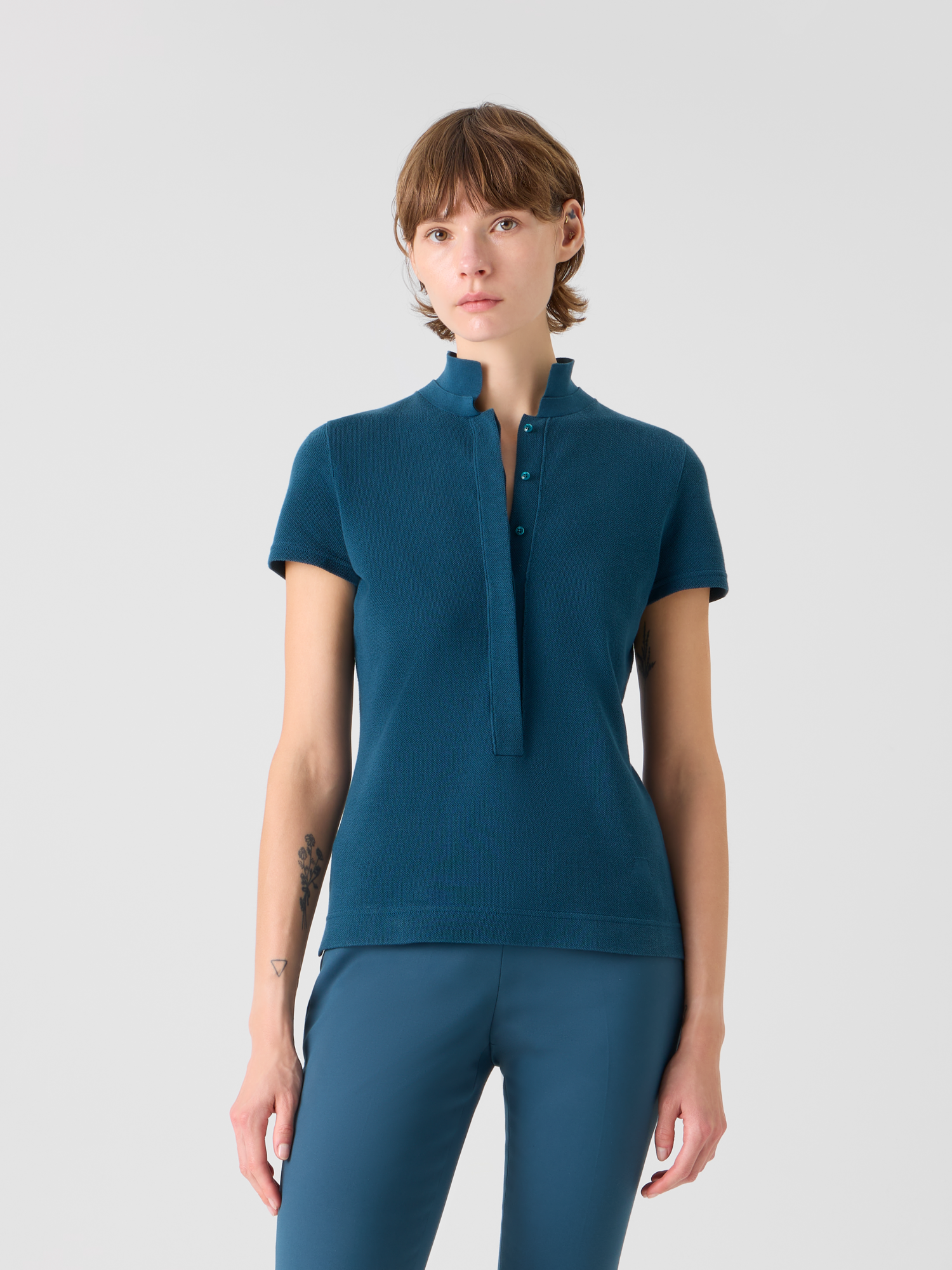 Designer Tailliertes Poloshirt aus Baumwoll-Piqué - Grün 