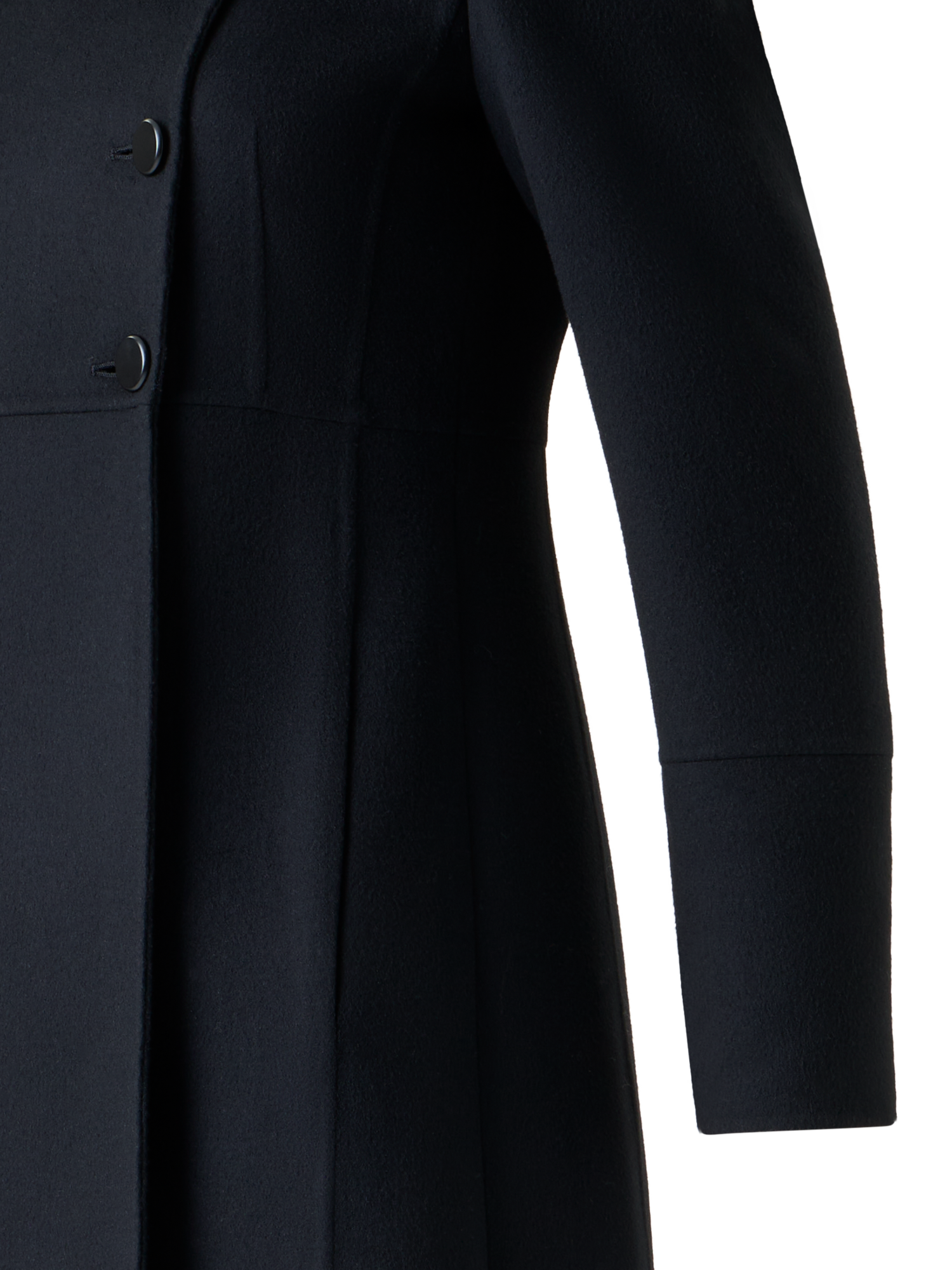 Designer Langer Redingote Woll-Doubleface Mantel - Schwarz