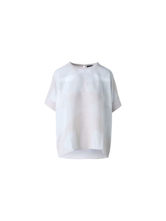 Designer Oversize-Seidenbluse mit Chiaroscuro Druck - Bunt - Beige