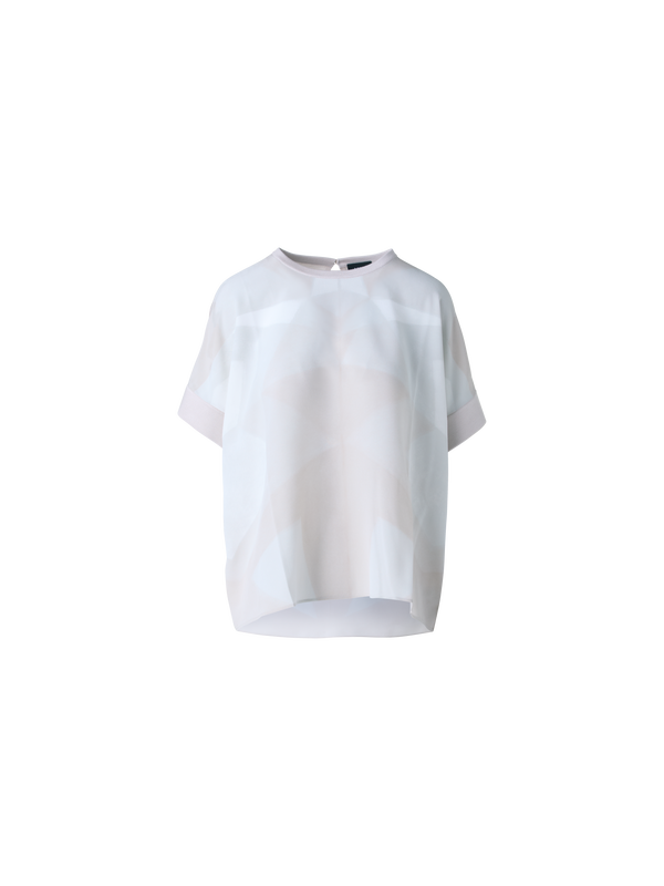 Designer Oversize-Seidenbluse mit Chiaroscuro Druck - Bunt - Beige