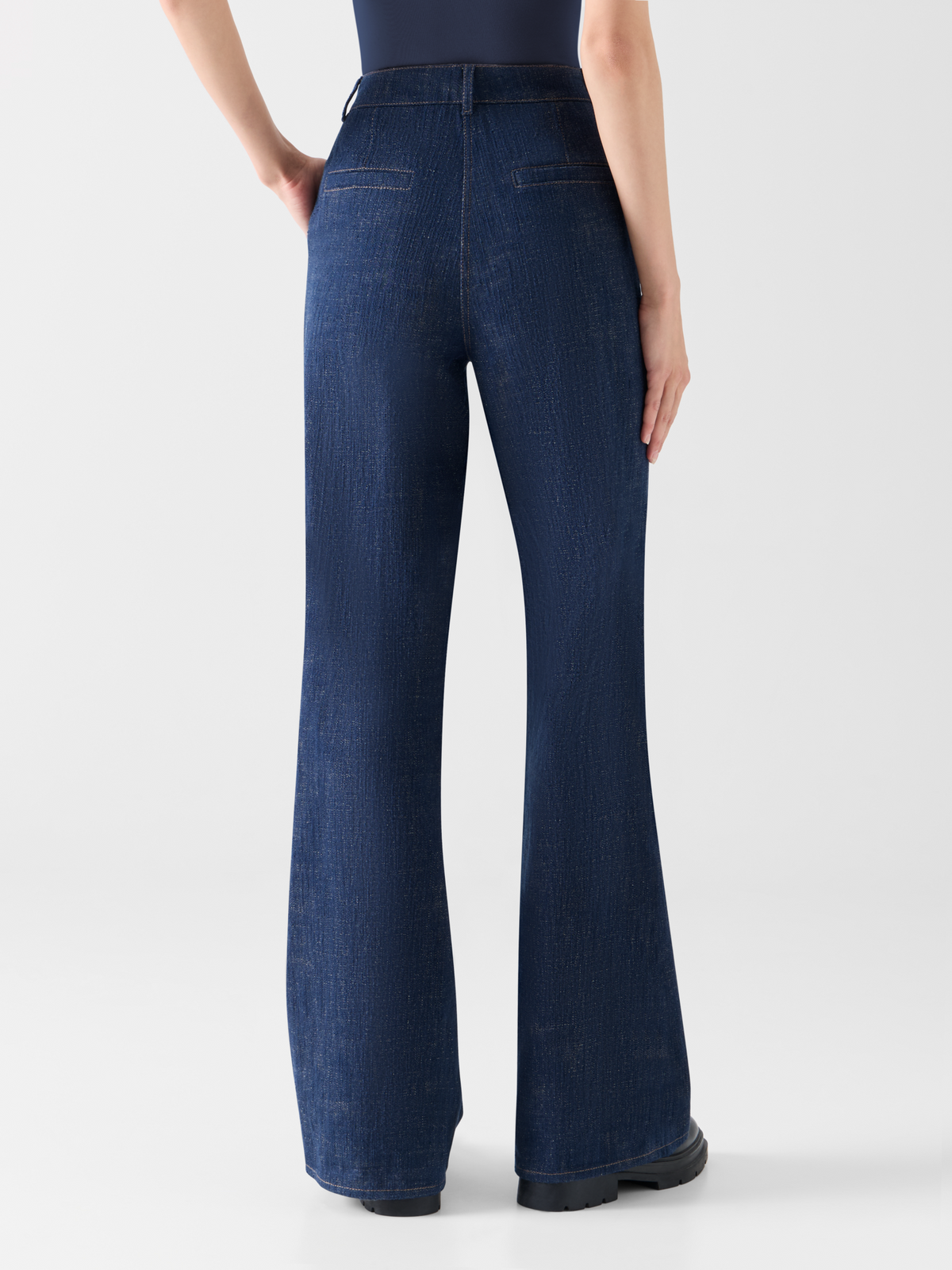 Designer Bootcut Hose aus Winter-Denim - Dunkelblau 