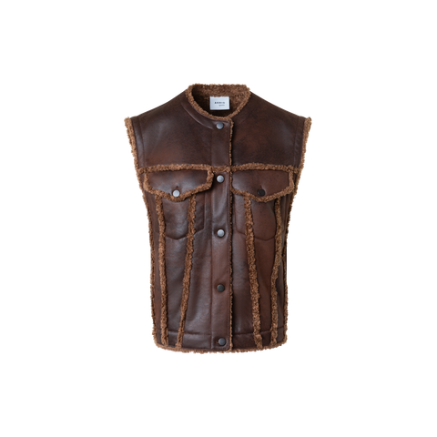 Oversized Lammfellimitat Biker Gilet