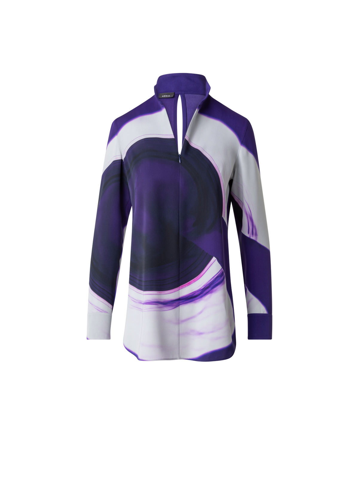 Designer Tunikabluse aus Seide mit Purple Loop Druck - Violett - Bunt