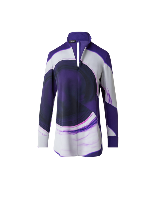 Designer Tunikabluse aus Seide mit Purple Loop Druck - Violett - Bunt