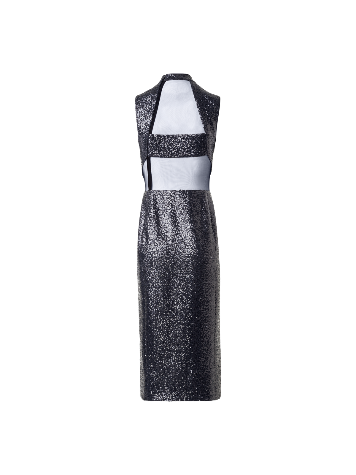 Designer Pailletten-Abendkleid mit Rückenausschnitt - Grau