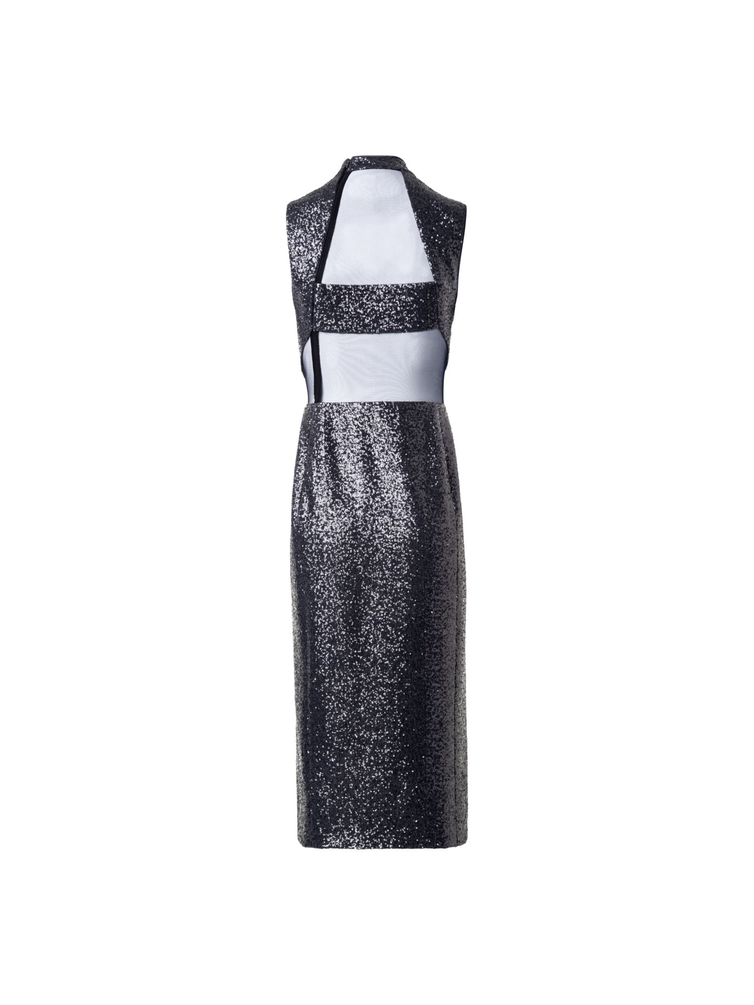 Designer Pailletten-Abendkleid mit Rückenausschnitt - Grau