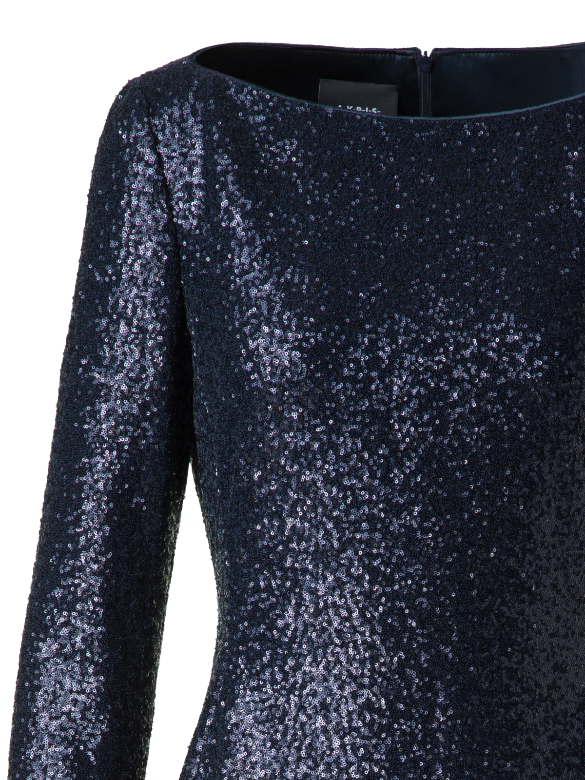Designer Pailletten-Etuikleid in A-Linie - Dunkelblau - Blau