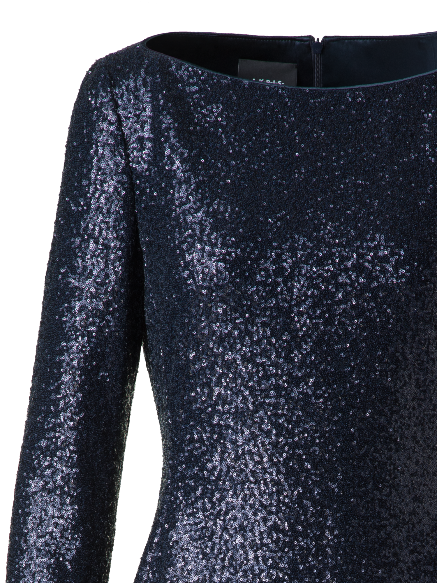 Designer Pailletten-Etuikleid in A-Linie - Dunkelblau - Blau