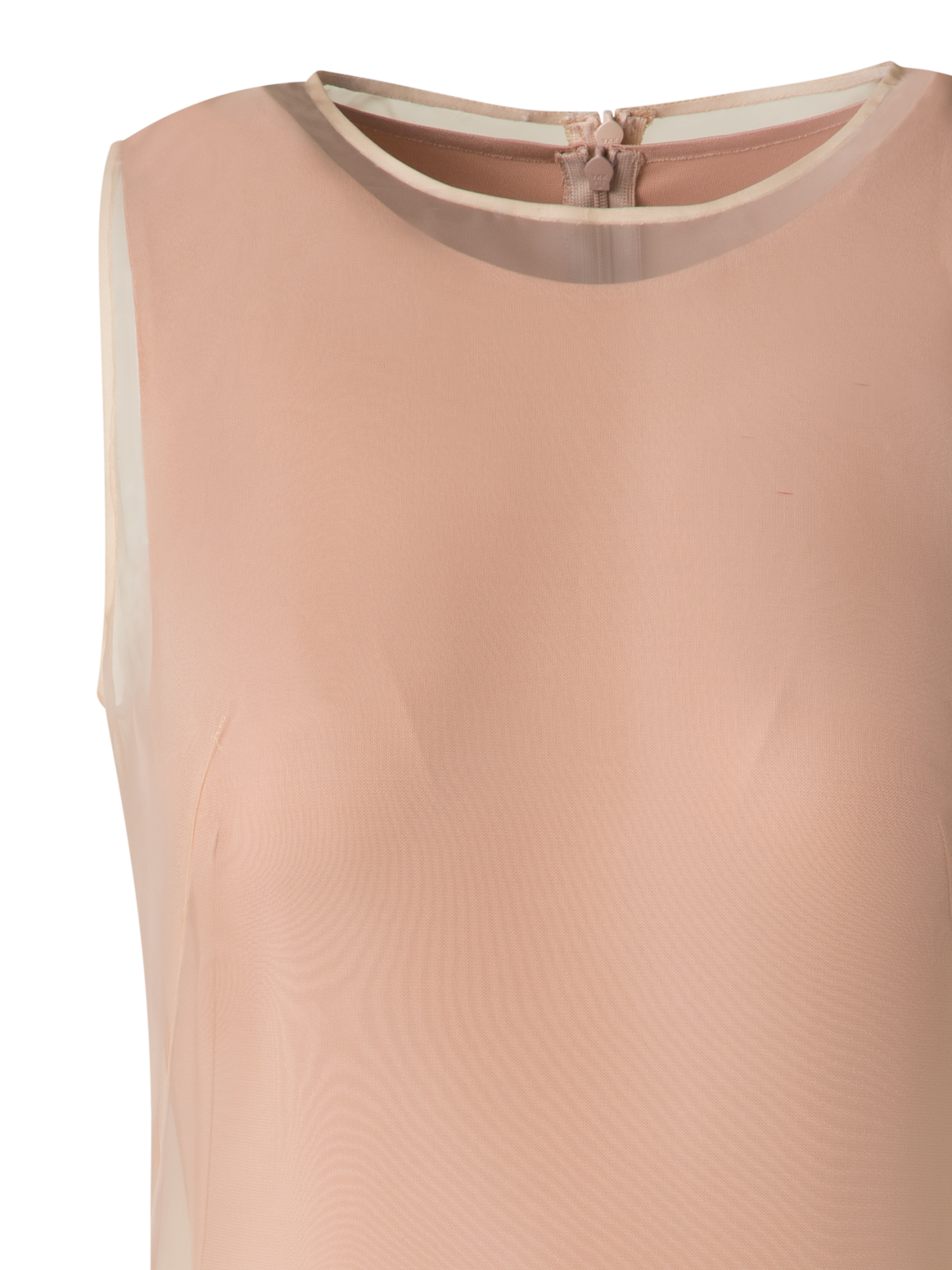 Designer Organza-Minikleid mit Wellen - Beige