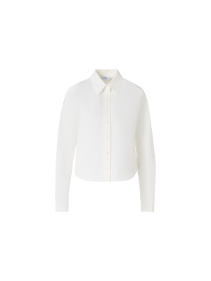 Designer Cropped-Hemd aus Baumwollpopeline - Ecru