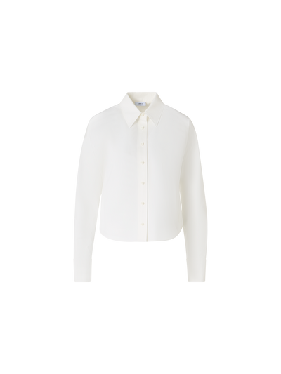 Designer Cropped-Hemd aus Baumwollpopeline - Ecru