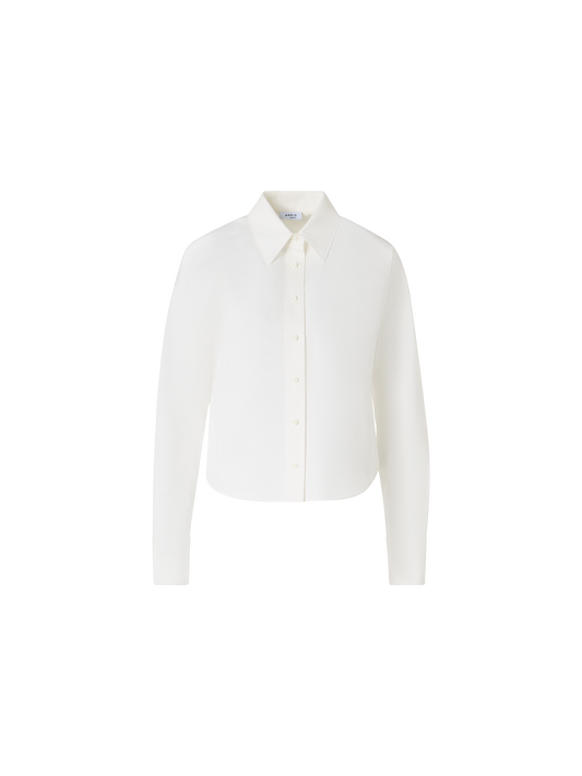 Designer Cropped-Hemd aus Baumwollpopeline - Ecru