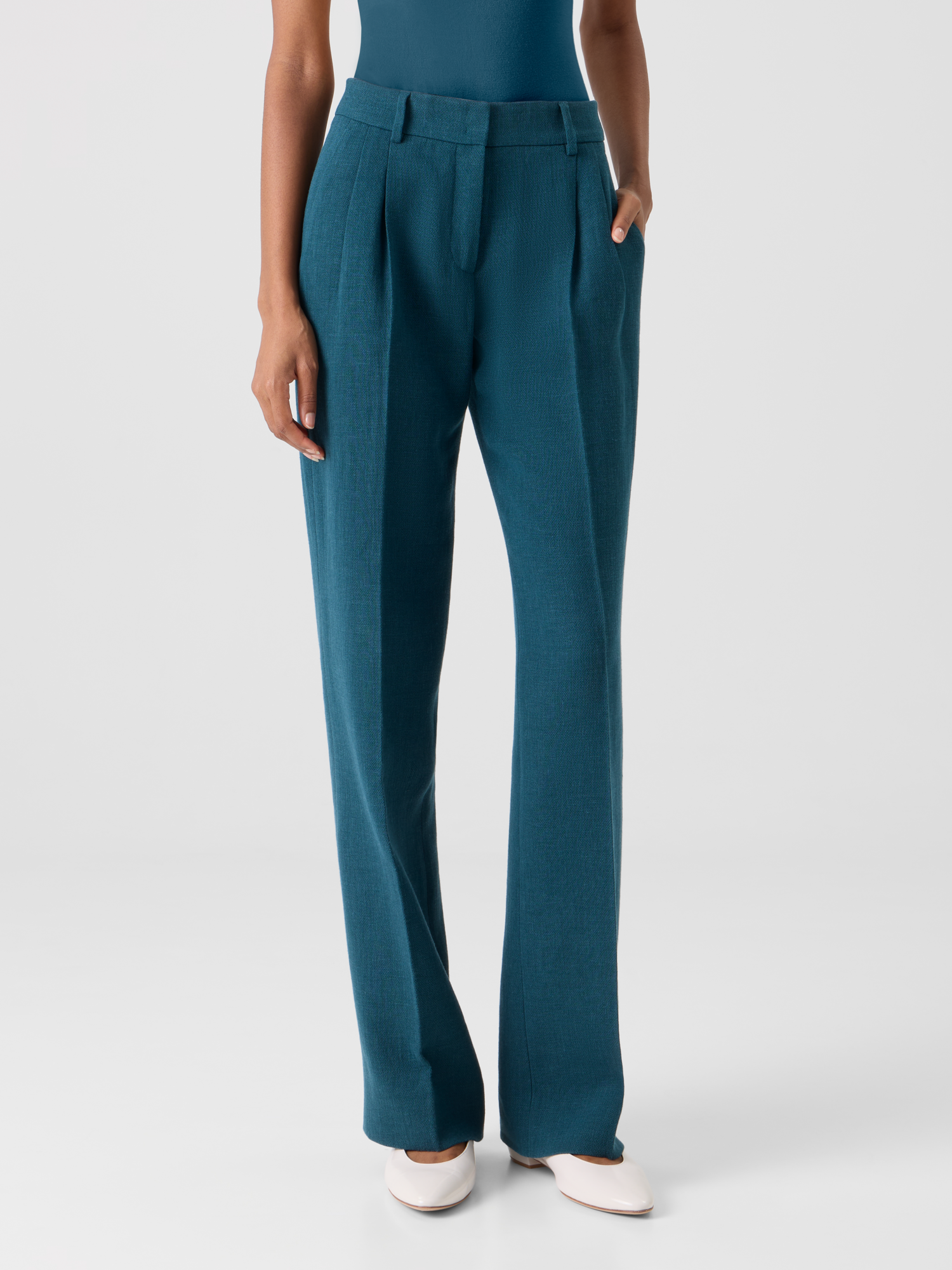 Designer Fabri Gerade Bundfaltenhose - Grün 