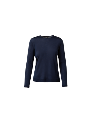Designer Nahtloser Pullover aus Kaschmir und Seide - Dunkelblau - Blau