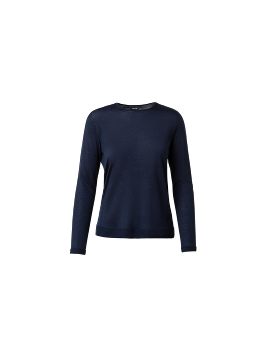 Designer Nahtloser Pullover aus Kaschmir und Seide - Dunkelblau - Blau