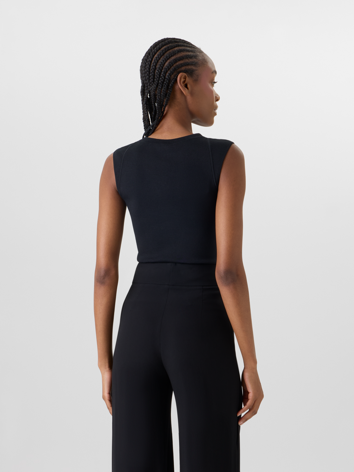 Designer Ärmelloses Stricktop aus Stretch-Seide - Schwarz #editorial
